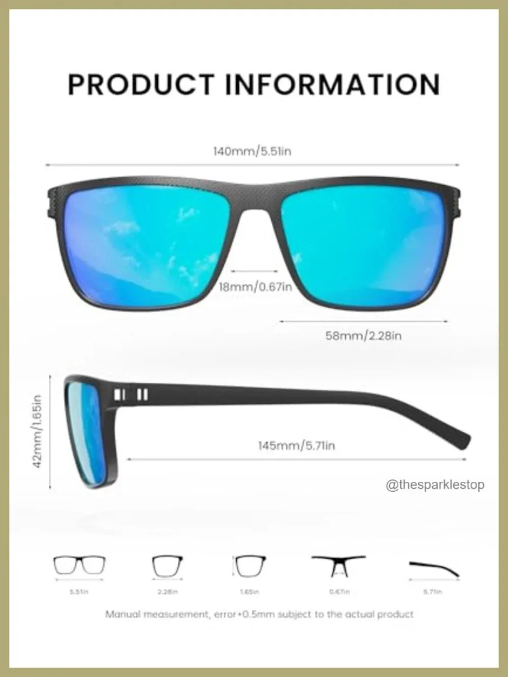 Polarized Square Sunglasses UV Protection Fishing Driving